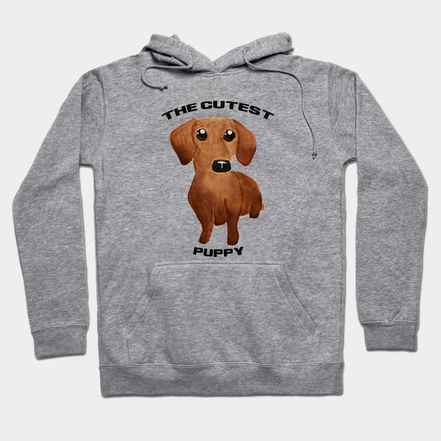 The cutest puppy Watercolor cute dachshund puppy big eyes kawaii Hoodie by WatercolorFun